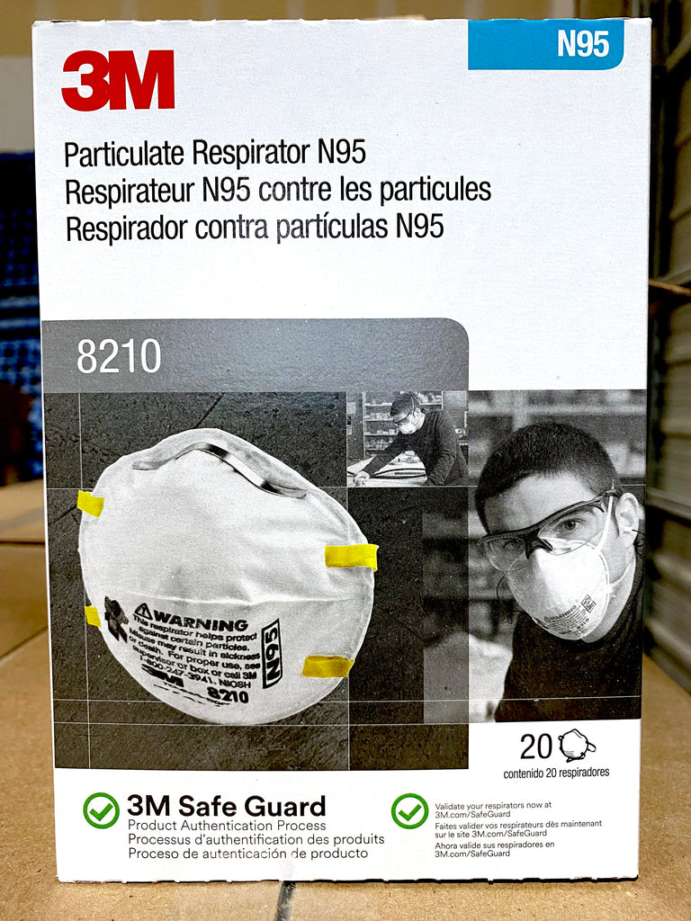 3M N95 Mask, 8210 box packaging