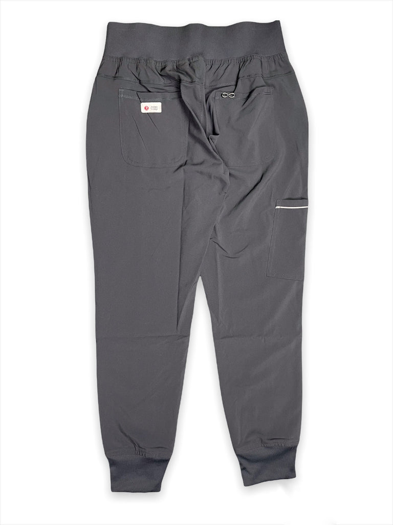 Women's Performance Scrub Jogger in shade charcoal back view