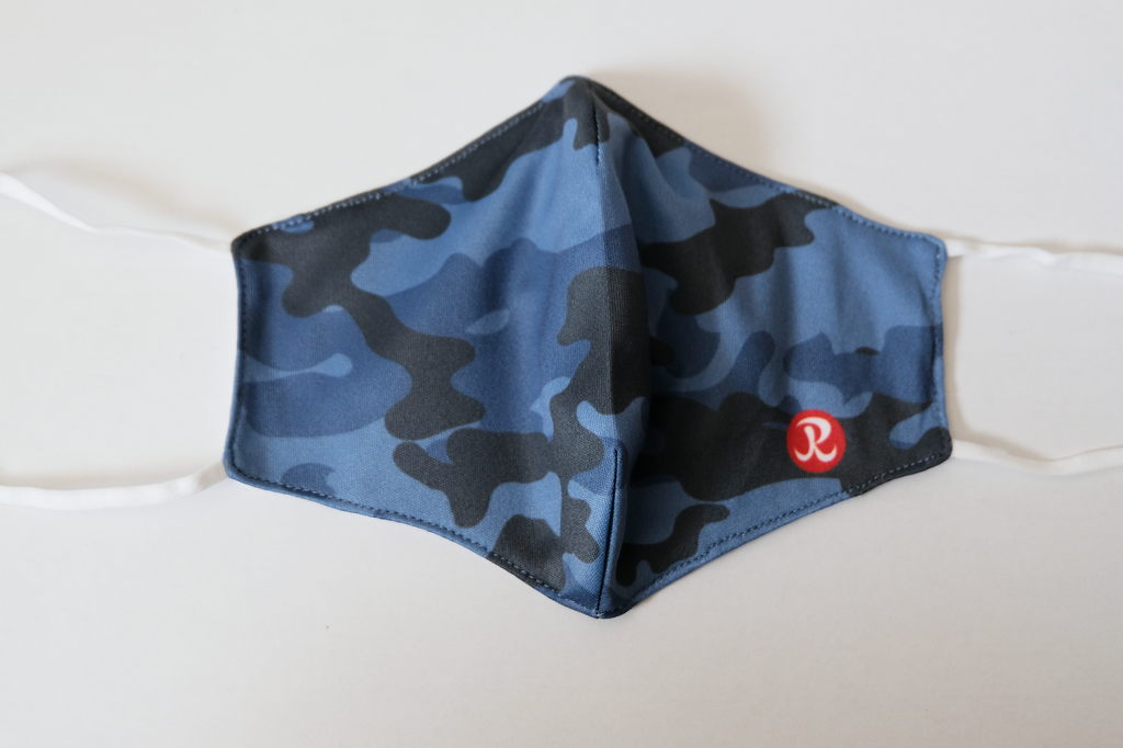 Reusable Adult Face Mask in Blue Camo front view of product