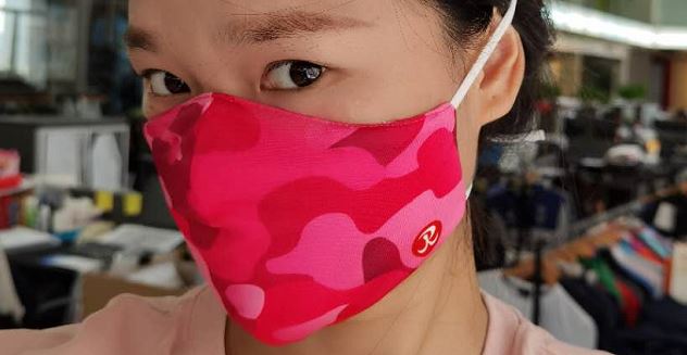 Reusable Adult Face Mask - Pink Camo design worn on model