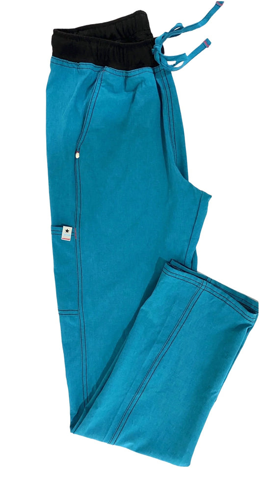 Women's Sporty Mesh Scrub Pants in Cadet Ocean Blue folded view