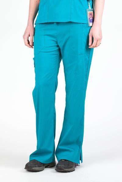 Women’s premium Flex Scrub Pants in shade teal shown from front