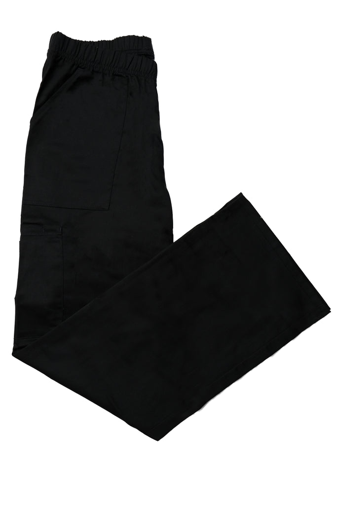 Women's 4-Pocket Relaxed Fit Scrub Pants in black folded view