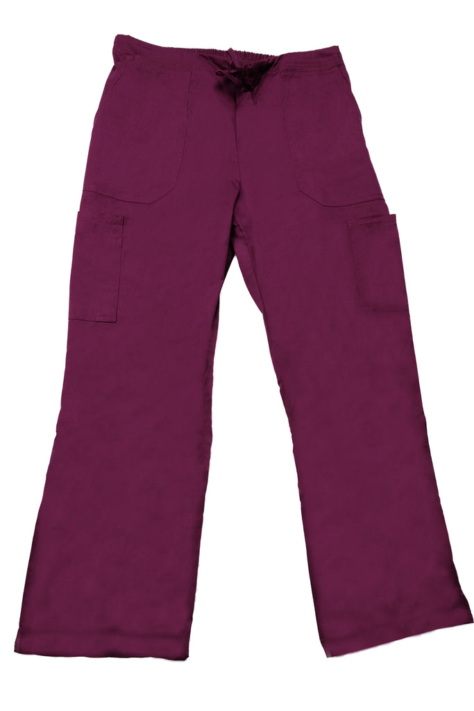 Women's 4-Pocket Relaxed Fit Scrub Pants in wine front view