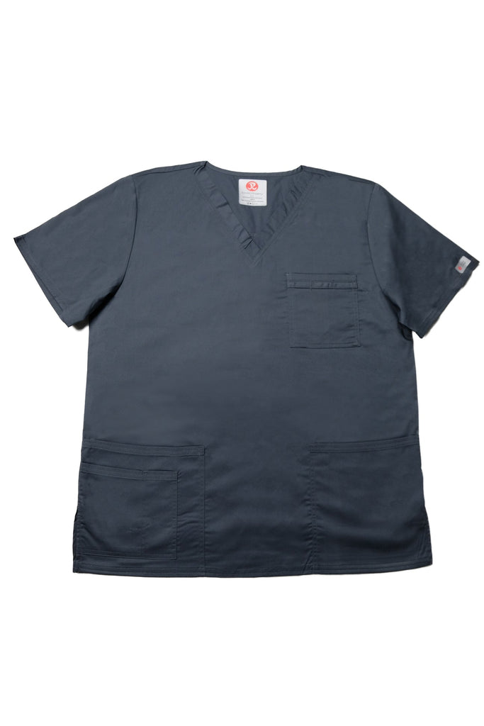  Men's 4-Pocket Scrub Top in Charcoal front view