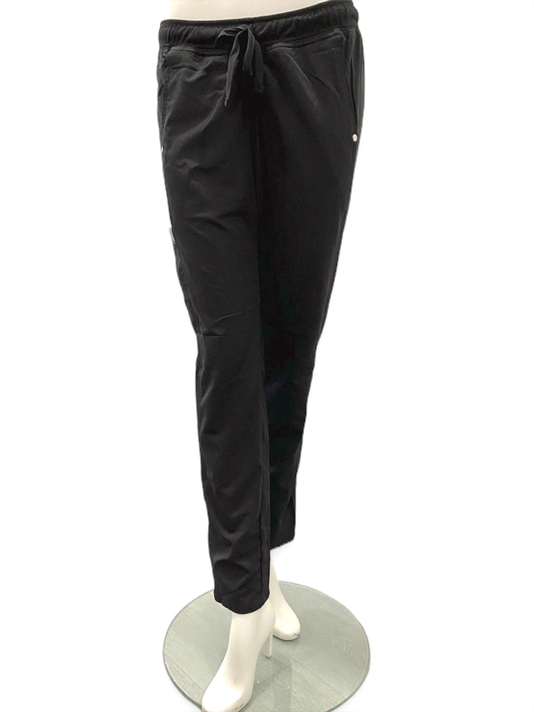 Women's Active Drawstring Scrub Pants in black front view on mannequin