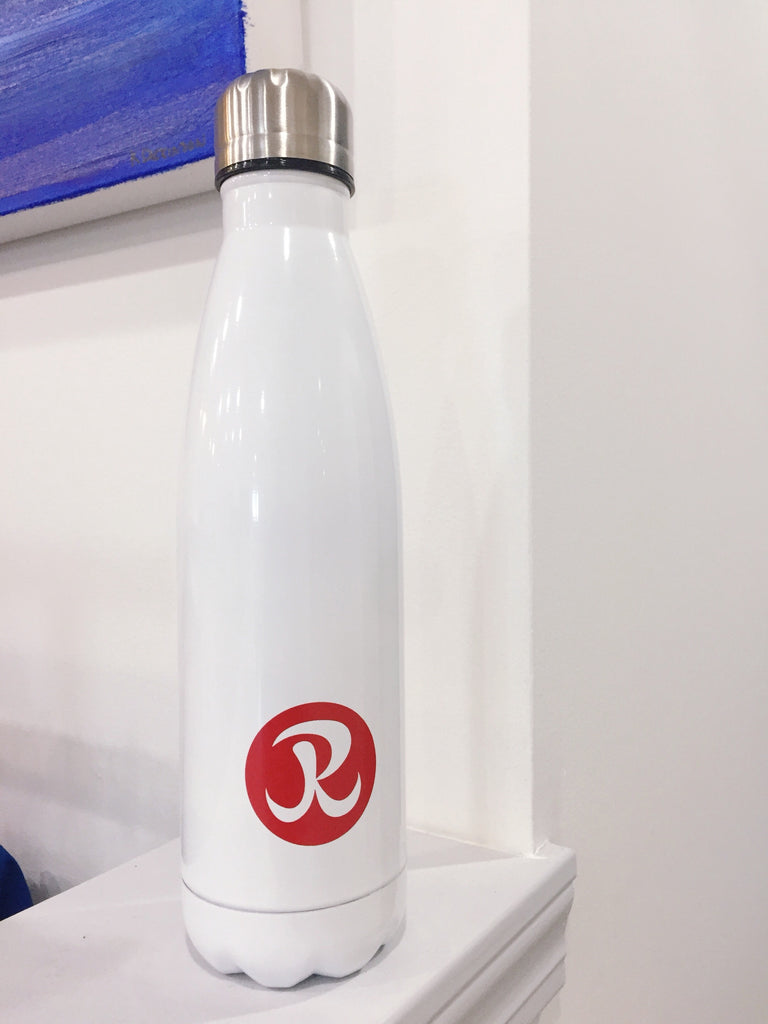 Rhino stainless steel white water bottle product closeup