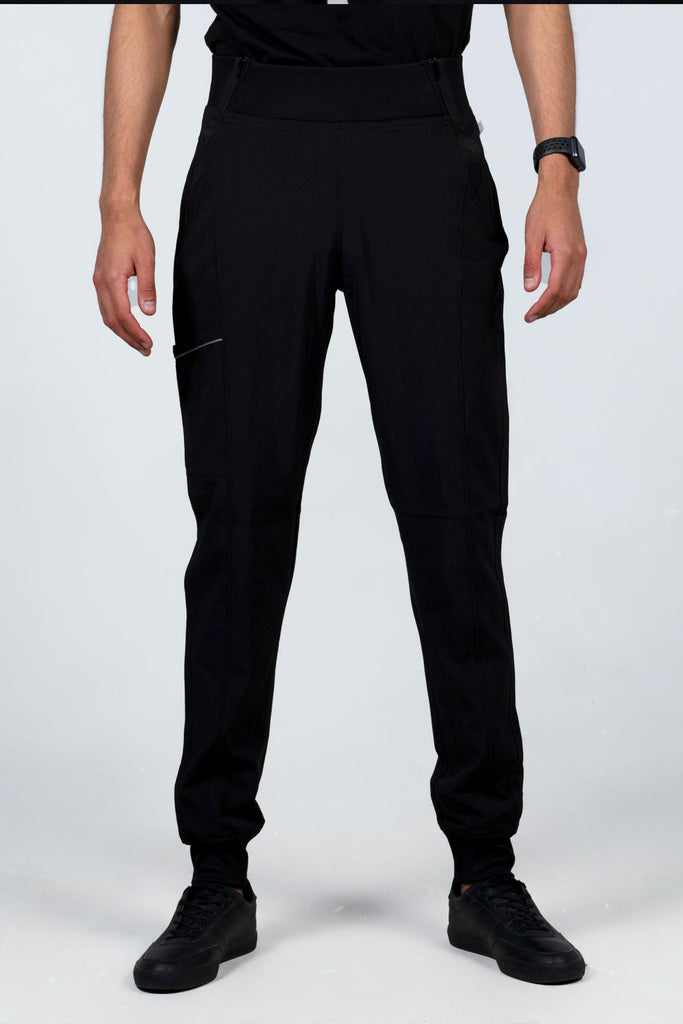 Men's Performance Scrub Jogger in shade black front view