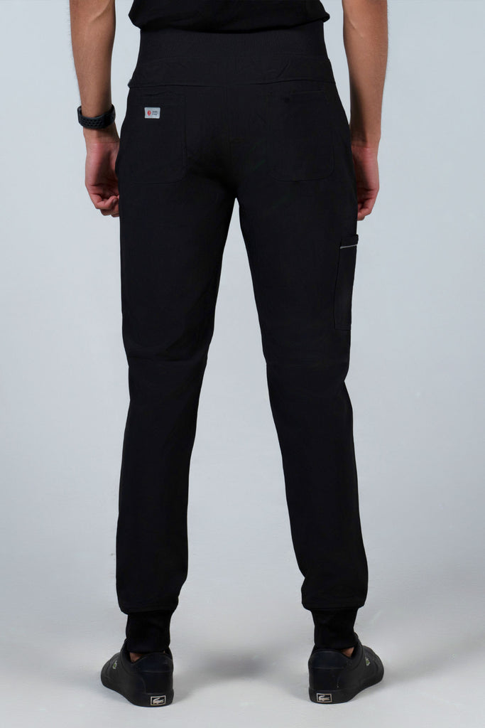 Men's Performance Scrub Jogger in shade black back view