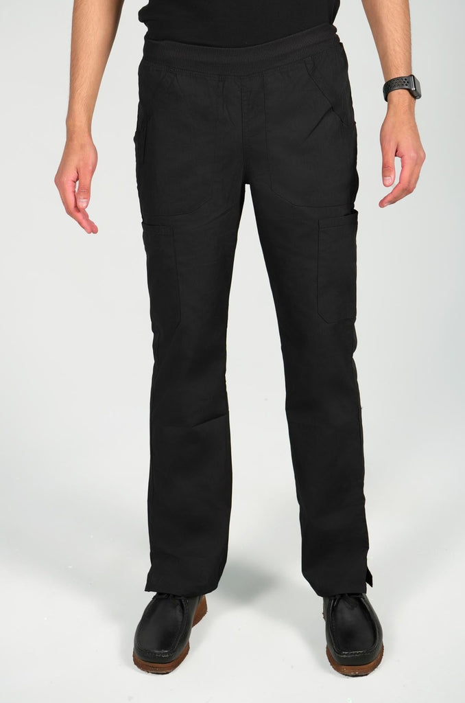 Men's 6-Pocket Elastic Scrub Pant - Black
