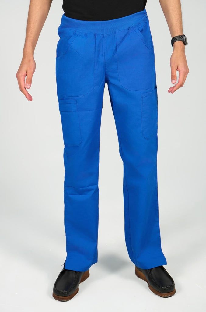 Men's 6-Pocket Elastic Scrub Pant in Royal Blue front view