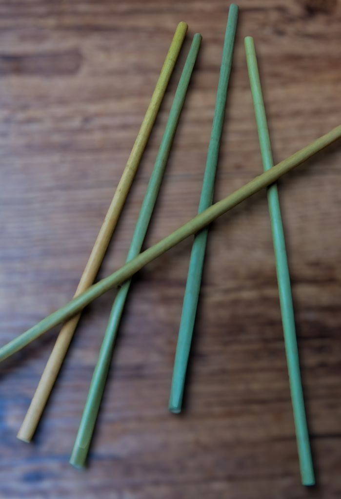Eco Grass Drinking Straws on table