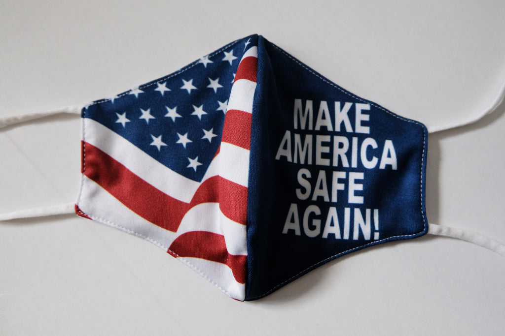 Reusable Adult Face Mask - Make America Safe Again design front view of product