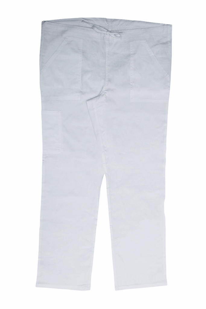 Women's Drawstring Relaxed Fit Scrub Pants in white front view