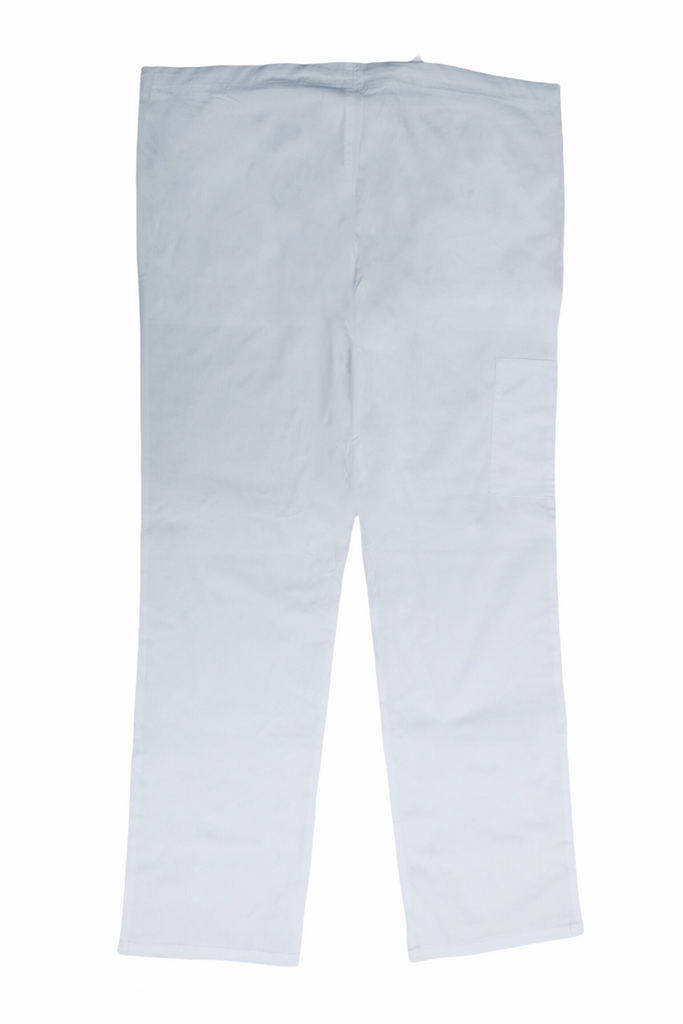 Women's Drawstring Relaxed Fit Scrub Pants in white back view
