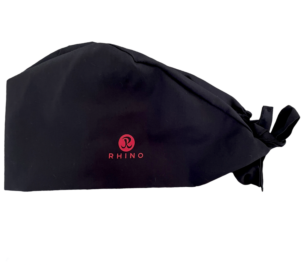 Scrub Cap in Black side view with ties
