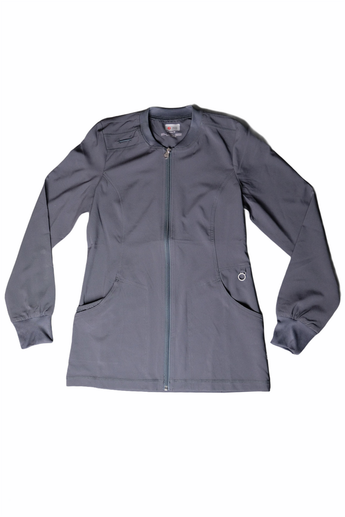 Women's Performance Scrub Jacket in charcoal front view