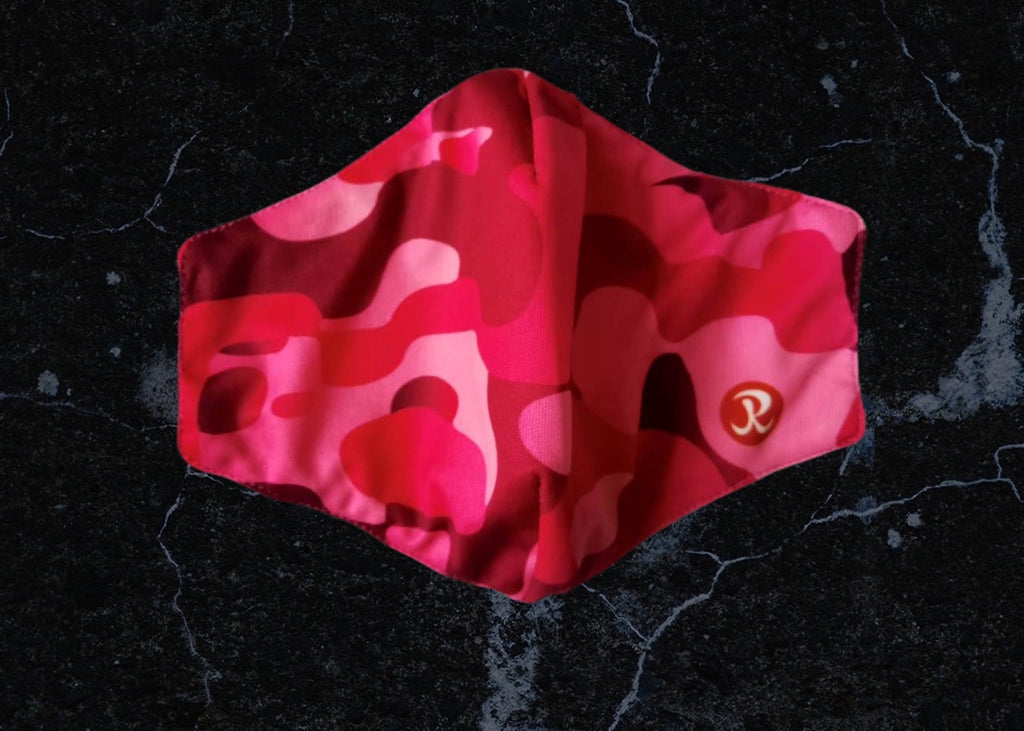 Reusable Adult Face Mask - Pink Camo design closeup of product