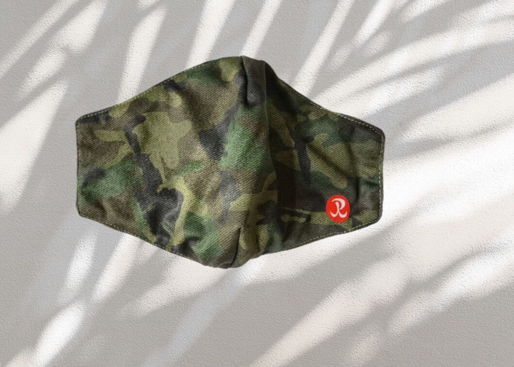 Reusable Adult Face Mask Green Camo design front view of product