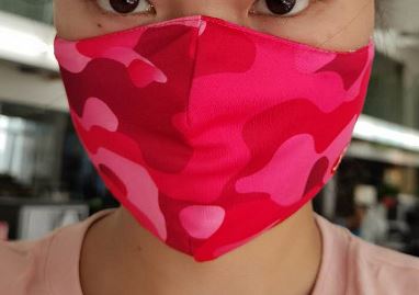 Reusable Adult Face Mask - Pink Camo design worn on model