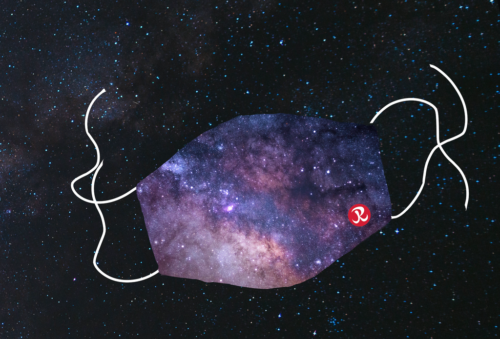 Reusable Adult Face Mask Constellations desing mockup on galaxy background