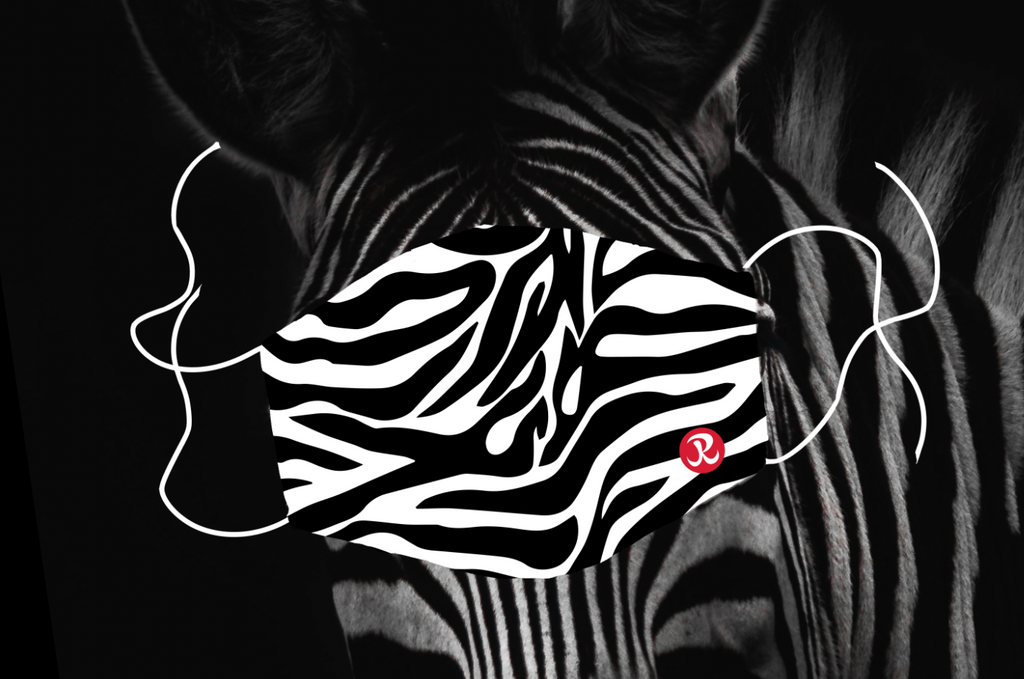 Reusable Adult Face Mask - Zebra design mockup against zebra background