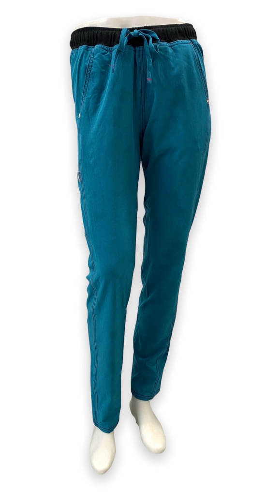 Women's Sporty Mesh Scrub Pants in Cadet Ocean Blue front view on mannequin