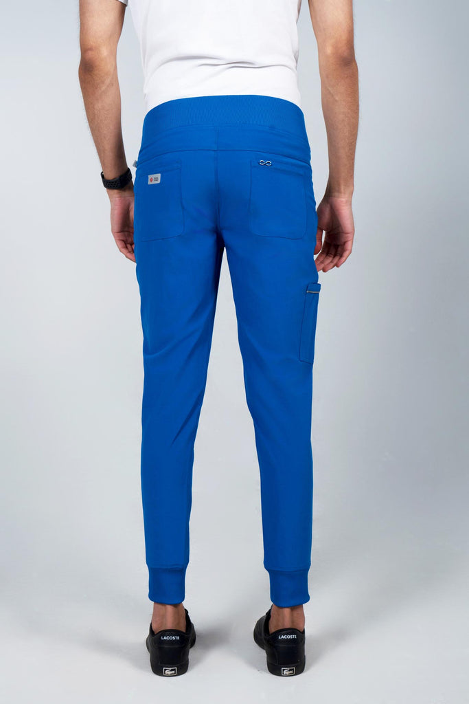 Men's Performance Scrub Jogger in shade royal blue view from behind