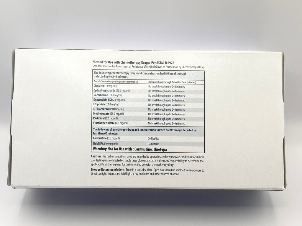 HALYARD NITRILE EXAM GLOVES specifications as listed on packaging box