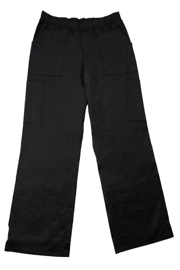 Women's 4-Pocket Relaxed Fit Scrub Pants in black front view