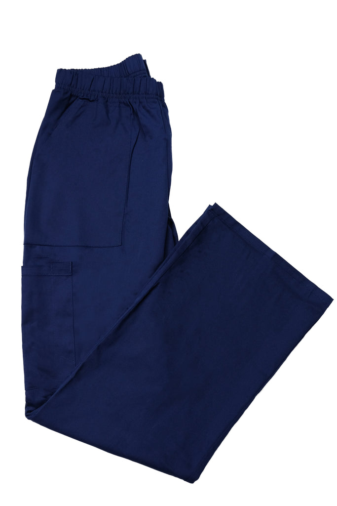 Women's 4-Pocket Relaxed Fit Scrub Pants in navy folded view