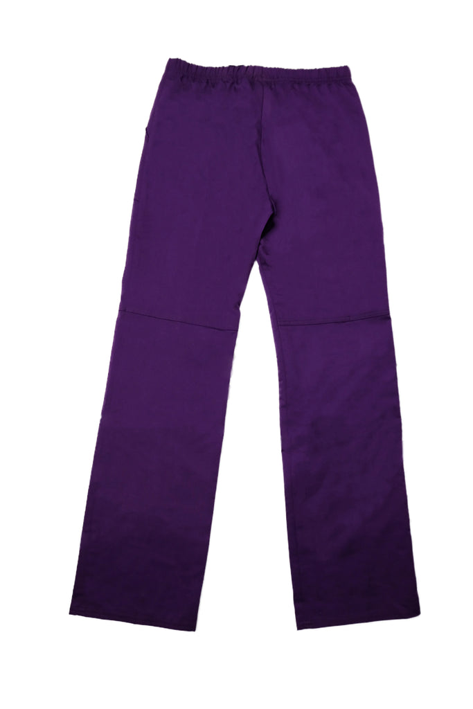 Women's Flex 3-Pocket Scrub Pants in shade eggplant back view