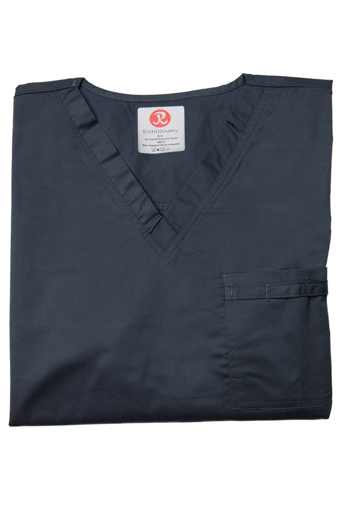 Men's 4-Pocket Scrub Top in Charcoal folded view